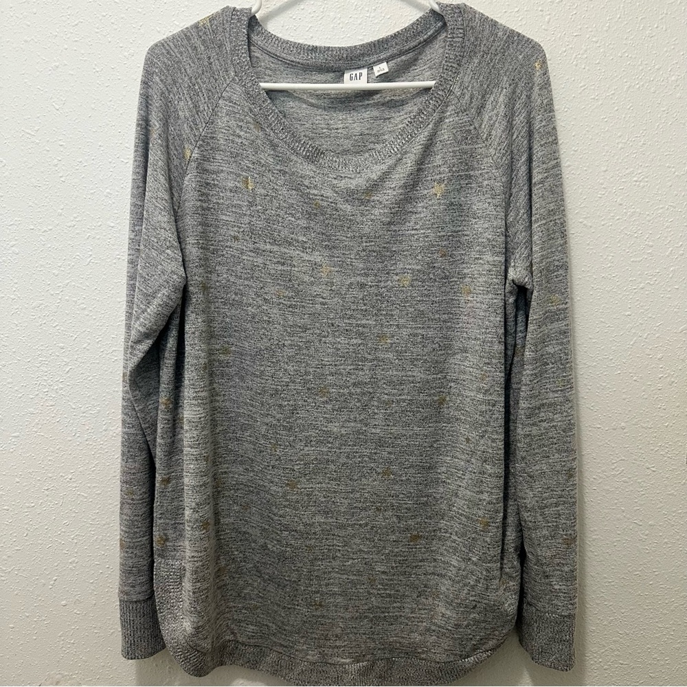 GAP Gray Sweater with Gold Star Accents